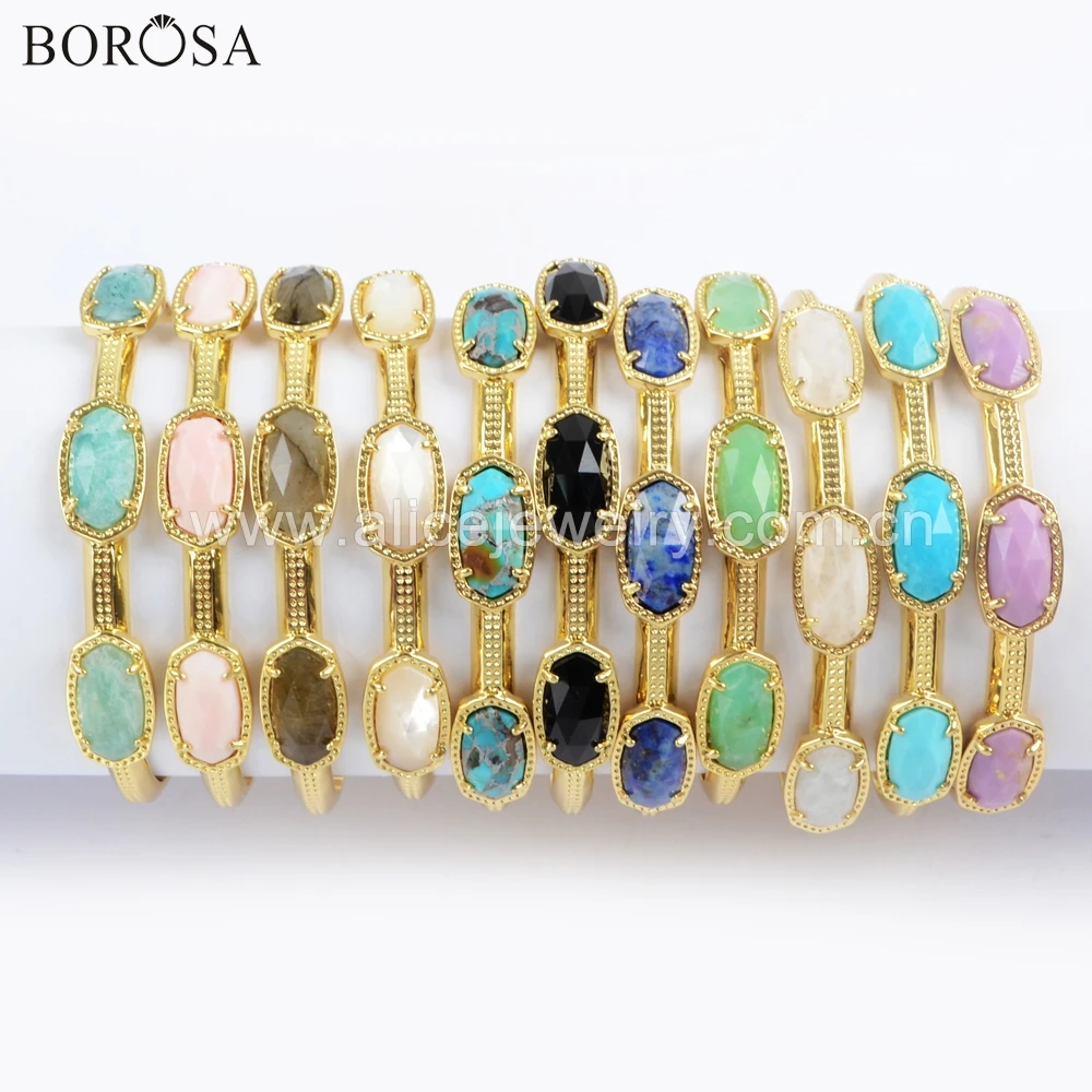 BOROSA 4 шт женский браслет с натуральными камнями натуральный белый корпус chrysoprase