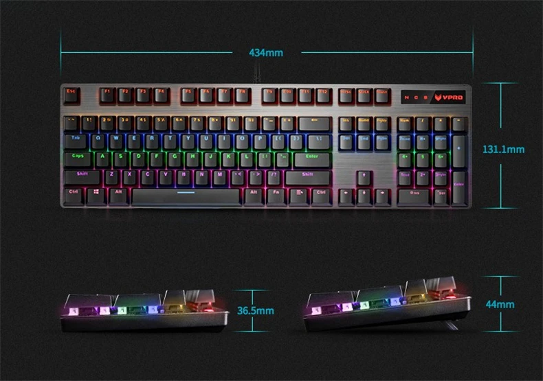 Rapoo V500PRO 104key механическая клавиатура USB Проводная игровая клавиатура с 7 цветов Подсветка для настольного компьютера ноутбука для компьютерных игр