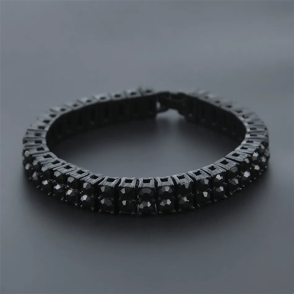 Мужской браслет UWIN в стиле хип хоп цвет под золото украшенный 2 ряда стразы на