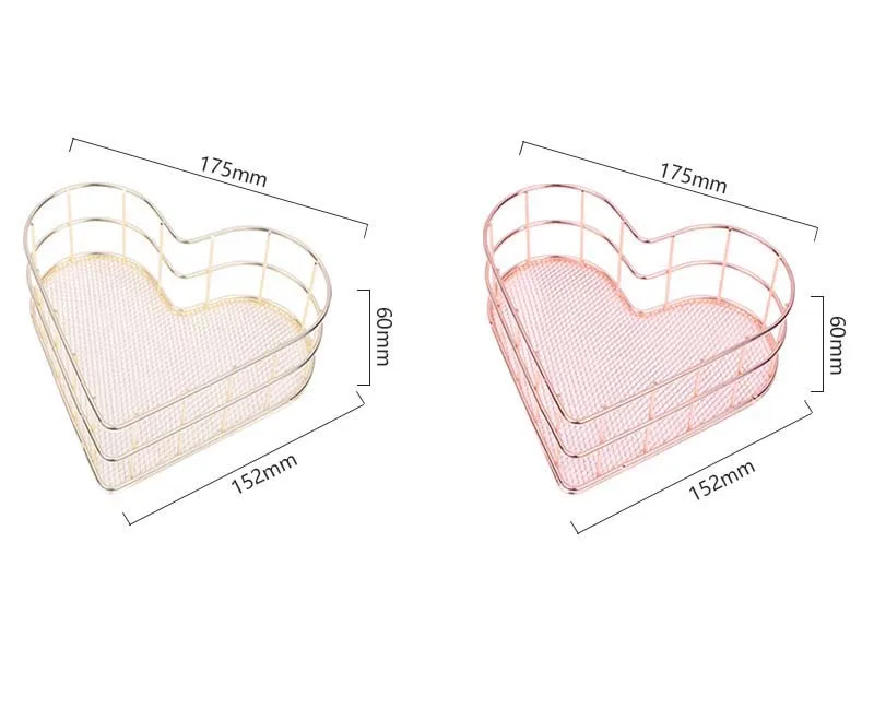 Nordic Iron Desktop Makeup storage basket Organizer Metal Mesh Heart Shaped Cosmetic Jewelry sundries Storage Basket box 1piece | Дом и сад