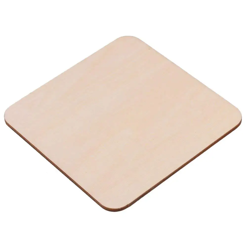 20 шт 100x100mm Заготовки круглые углу квадратные деревянные пьес Незаконченный Неокрашенная древесина листы для дерева DIY Craft Набор для моделирования