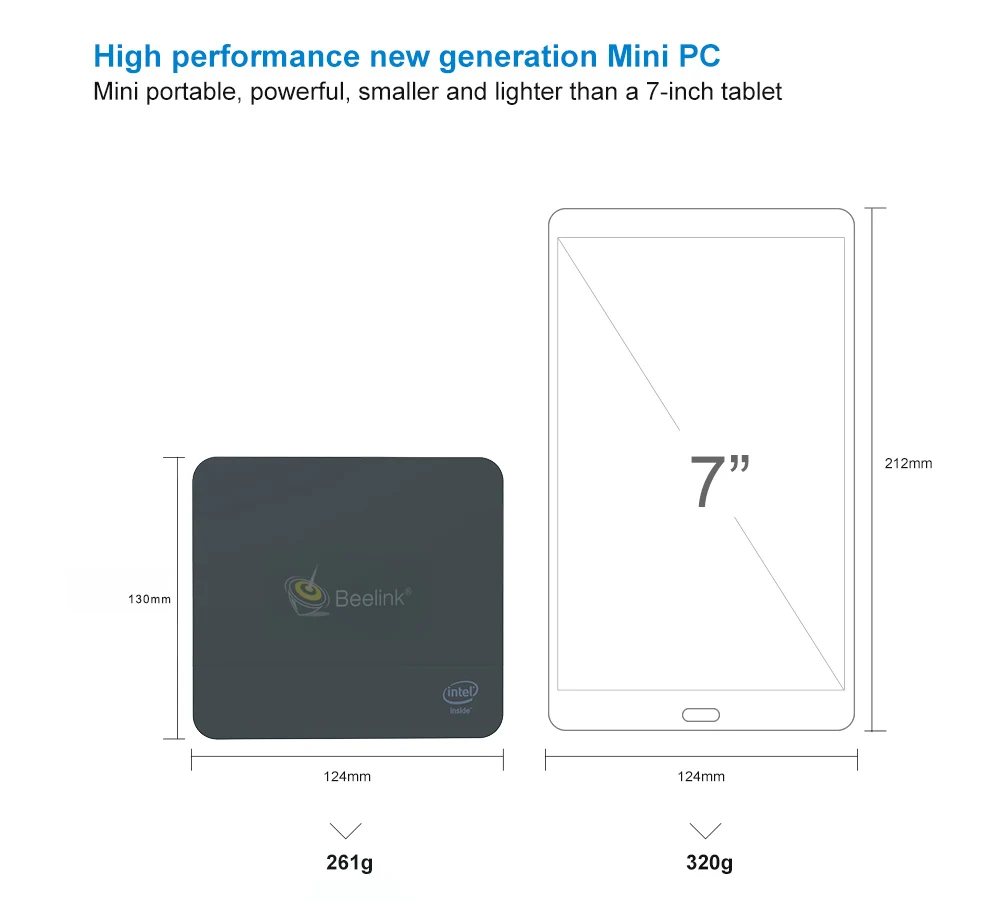 Beelink U55 Мини ПК Windows 10 Intel Core I3-5005U Intel HD graphics 5500 8 Гб 256 ГБ SSD Мини компьютер 2,4G+ 5,8G WiFi BT4.0 ПК