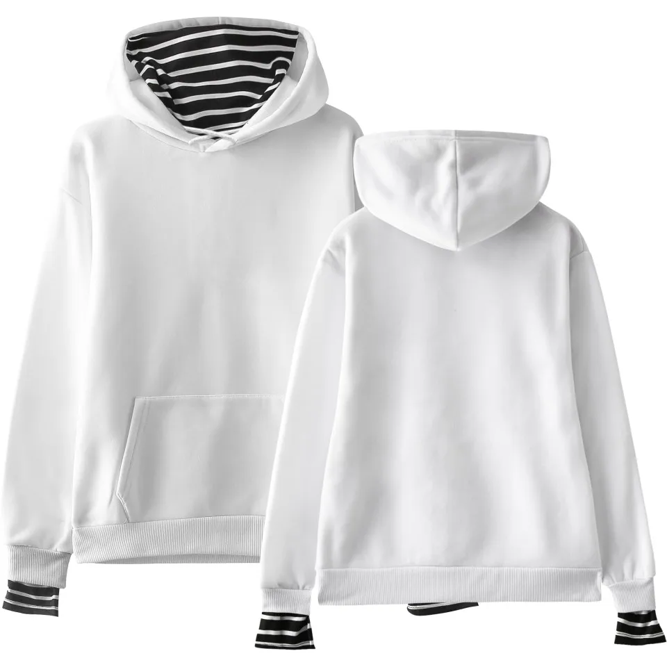 white Solid color Дропшиппинг DIY Пользовательский логотип поддельные из двух частей толстовки для мужчин и женщин хип хоп Толстовка KPOP Настроить уличная флисовая одежда - Цвет: white Solid color