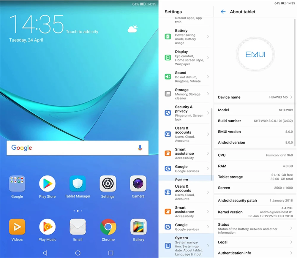 HUAWEI M5 планшеты 8,4 дюймов 4 Гб ОЗУ 64 Гб ПЗУ 2560x1600 пикселей ips Android 8,0 Восьмиядерный kiris 960 gps задняя камера 13MP планшетный ПК