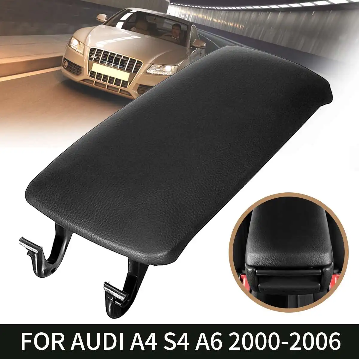Авто кожаный подлокотник центральной консоли для AUDI 2000 2001 2002 2003 2004 2005 2006 A4 S4 A6 Allroad - Название цвета: Black