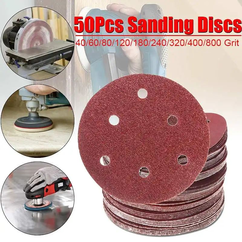 

50/100pcs 150mm/6'' Sanding Disc 40 60 80 100 120 180 240 320 400 800 Mixed Grit Round Shape Sandpaper Orbital Paper Punch Sheet