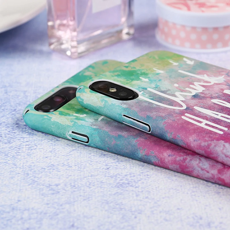 Kisstop Blue Phone Case For iPhone 6 6s White Plum blossom Painted Fundas Cover 7 8 Plus Back Capa X |