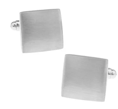 

1 Pair Retail Men's Cufflinks Silver Color Brass Simple Dull Polishing Square Design