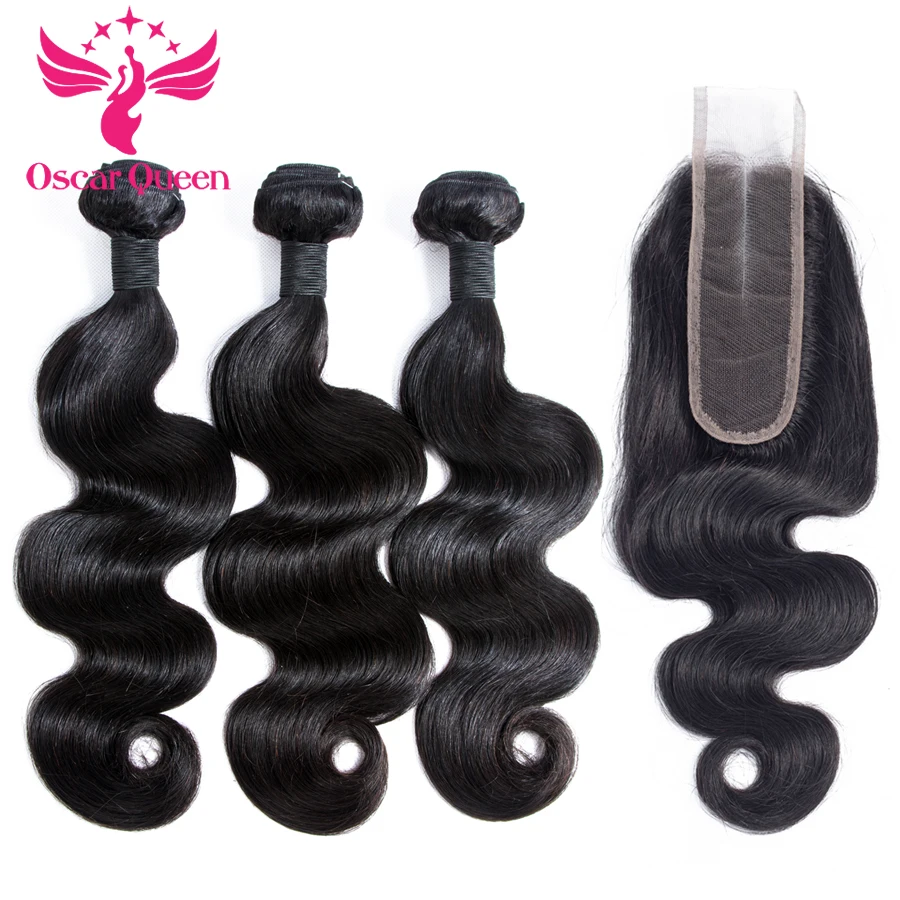 Малазийские волнистые волосы 3 на Трессах с закрытием 100% Remy человеческие пучки 6*2