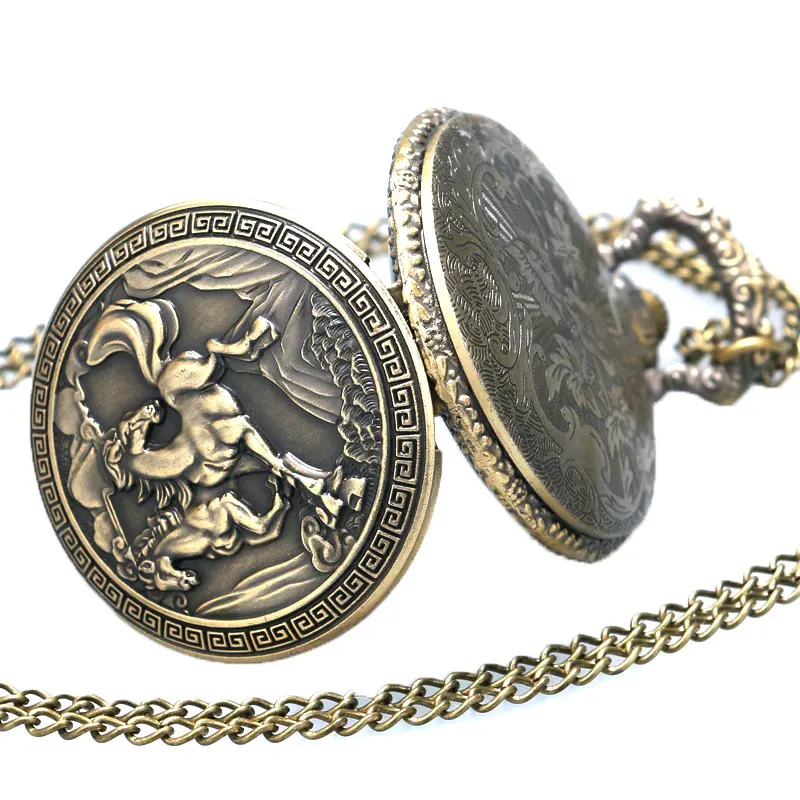 Винтажные бронзовые 3D футляры для лошадей кварцевые карманные часы Fob с цепочкой