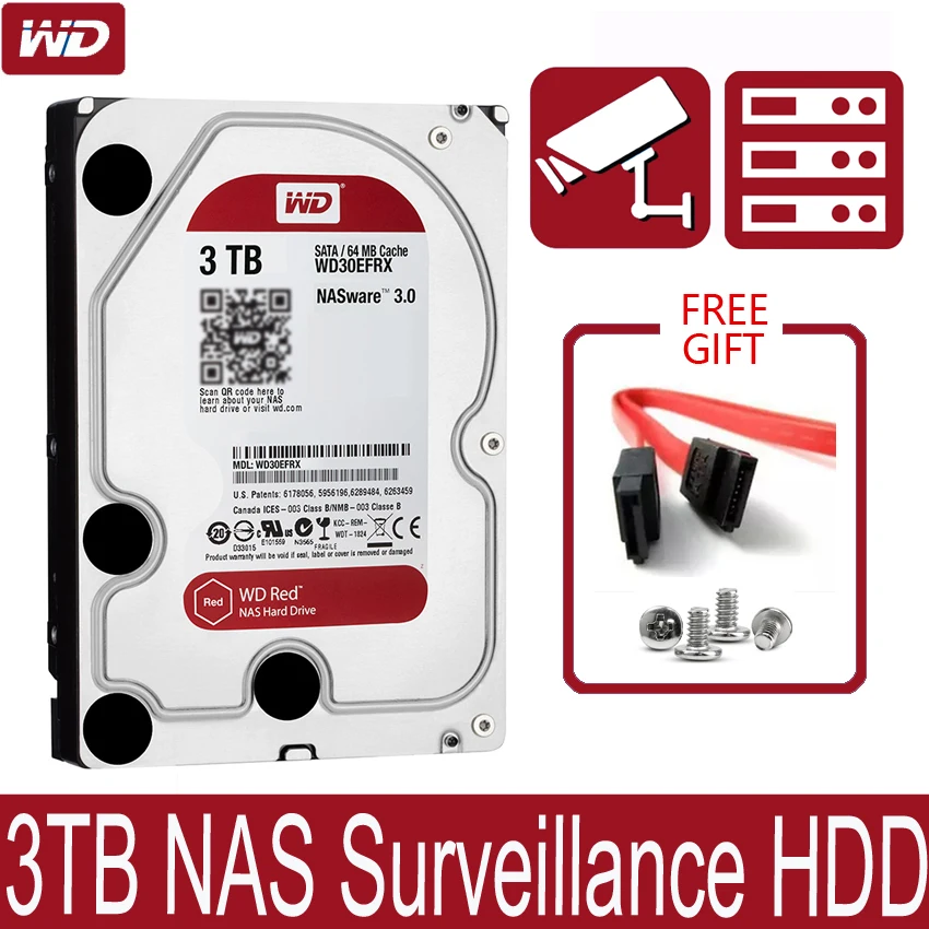 Сетевой накопитель WD30EFRX 3 5 дюймовый NAS жесткий диск красный ТБ 5400 об/мин 64 Мб кэш