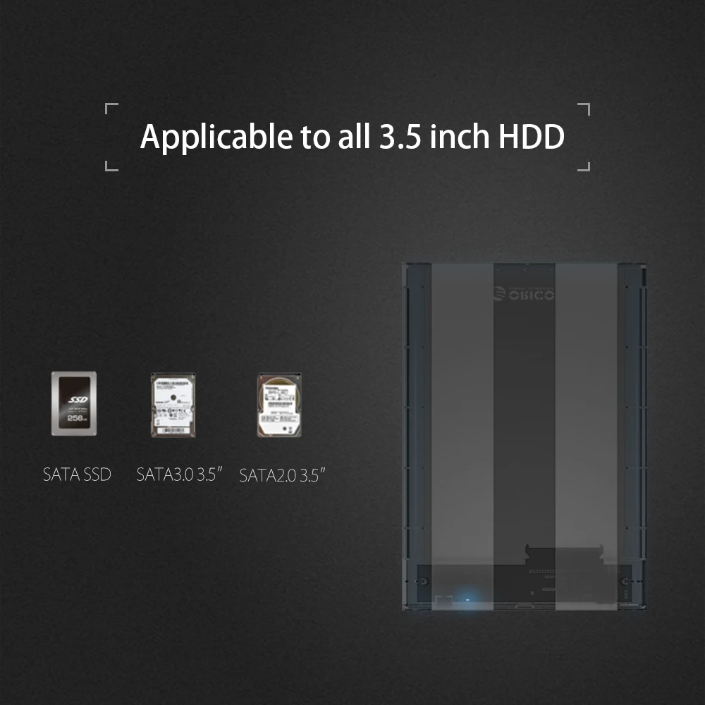 Прозрачный корпус для жесткого диска Orico 3 5 дюйма USB 0 Гбит/с Sata поддержка Uasp 8 ТБ