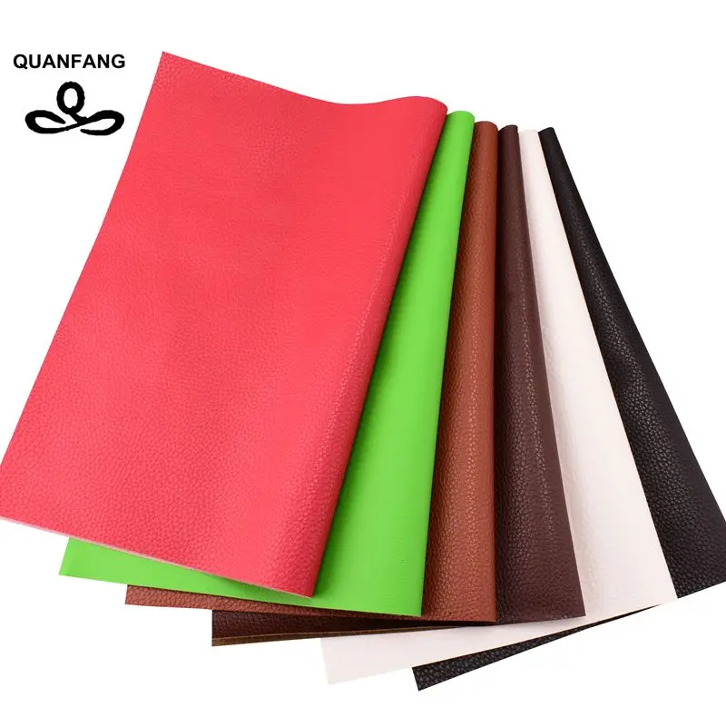 QUANFANG 6 шт/партия сплошной цвет Pu искусственная кожа ткань для дивана искусственная тисненая кожа, искусственная кожа ткань для шитья 30x40 см