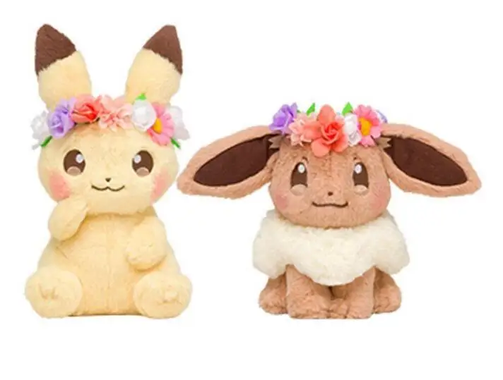 Японское аниме Pikachu & Evee с кольцом цветочной головкой Ver. Плюшевые игрушки|Мягкие