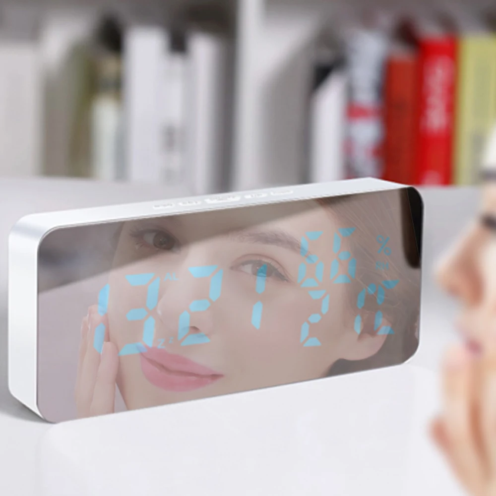 Цифровой зеркальный Будильник USB/источник питания от аккумулятора светодиодные