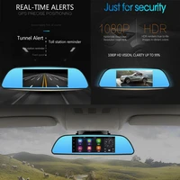 dual lens camera rearview mirror full hd 1080p bluetooth wifi fm map free update rom 16gb 7 inch special android 4 4 car dvr