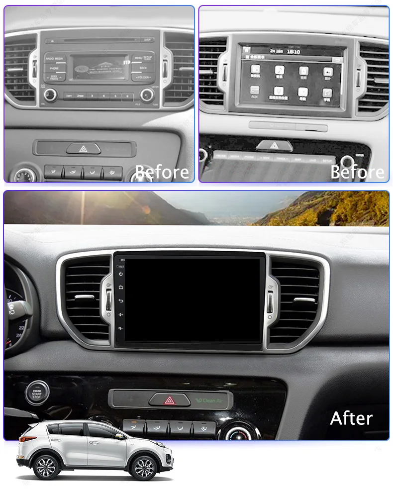 9 &quotвосемь ядер Android 8 1 4G ram 1024*600 Автомобильный GPS Navi мультимедиа плеер для Kia Sportage