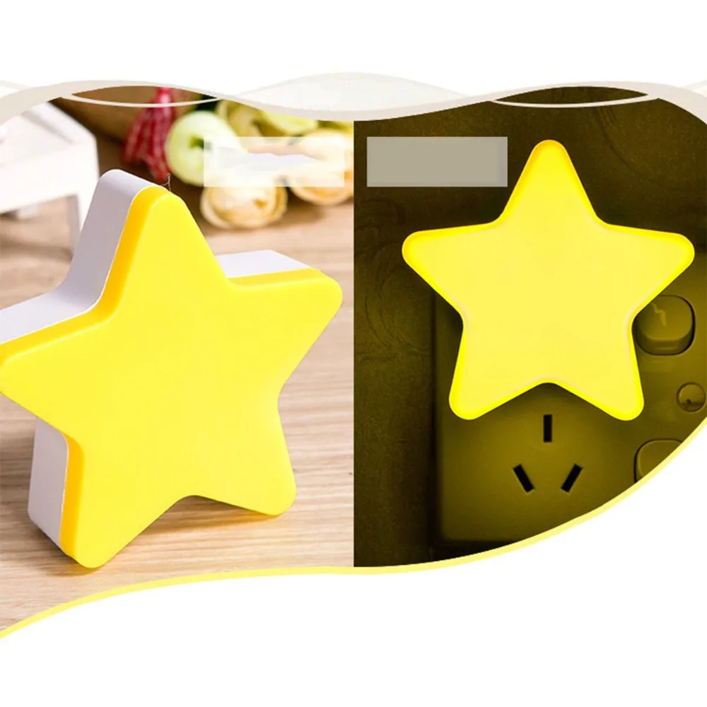 

Star Shaped Night Light Socket Lamp US EU Plug-in Wall Lamp Light Sensor Night Light Children's Room Home Decor Pentagram