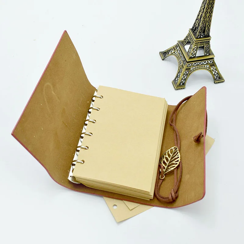 Винтажный кожаный блокнот в форме листа 1 шт.|escolar papelaria|travel journalnotebook diary |
