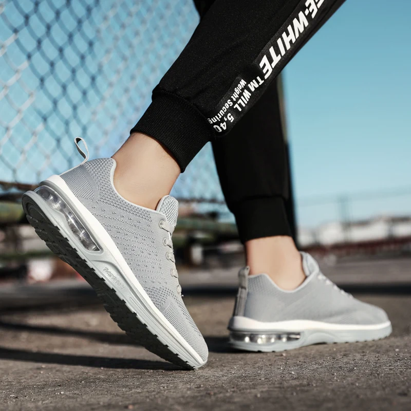Амортизирующие беговые кроссовки с воздушной подушкой для женщин и мужчин, дышащие кроссовки, повседневные беговые кроссовки, спортивная обувь с сеткой размера плюс