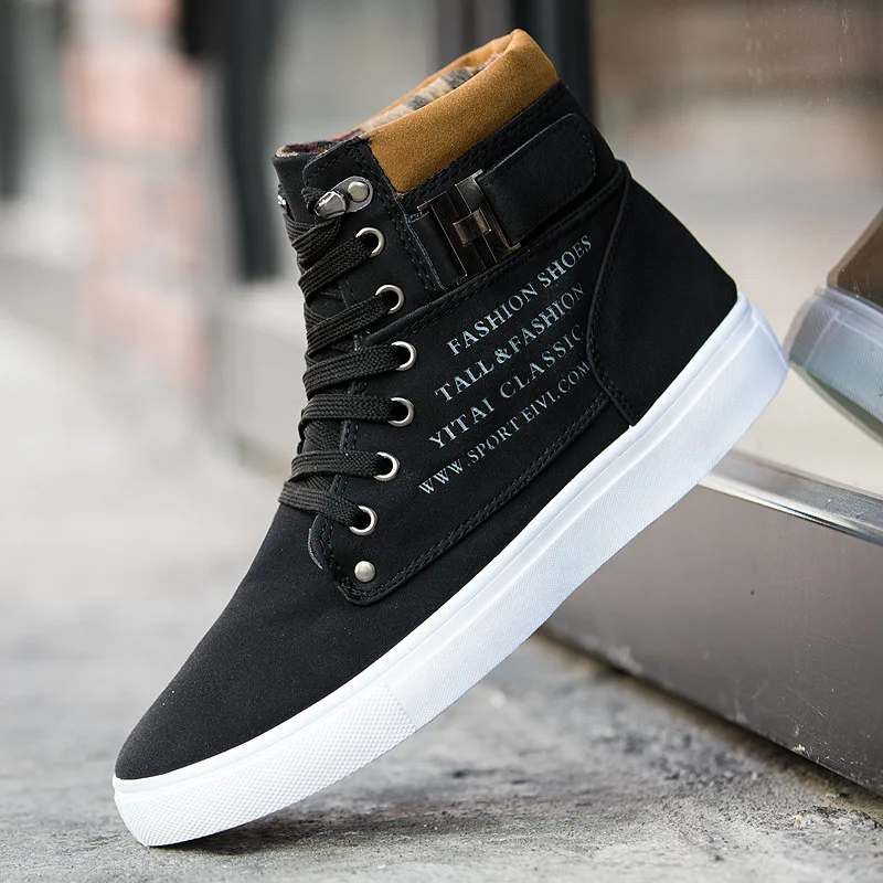 Spring Autumn Men's Shoes High Top Canvas Casual Fashion Lace Up Men Sneakers Quality Brand Ankle Boots Big Size | Обувь