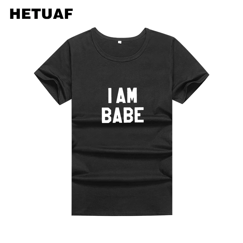 Женская футболка HETUAF I Am Baby стильная уличная одежда для влюбленных забавные