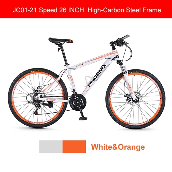 21-26-Steel-Orange Феникс 2" 26" горный велосипед 21/27 скоростной мужской женский стальной велосипед MTB подвесная вилка велосипед студенческий внедорожный велосипедный велосипед - Цвет: 21-26-Steel-Orange