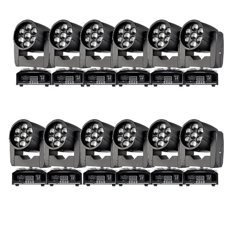 comprar 12 PƧs/lote DMX512 7 Pcs 12 W Zoom RGBW DJ Stage Led Zoom Moving Head Wash 7*12 W Lavagem Levou Movendo A CabeƧa Com Zoom