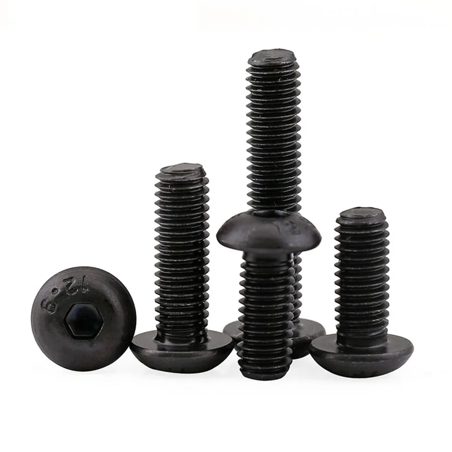 3-20Pcs DIN7380 Grade 12.9 M3 M4 M5 M6 M8 Series Black Hexagon Socket Head Screws Round Pan Cup | Обустройство дома