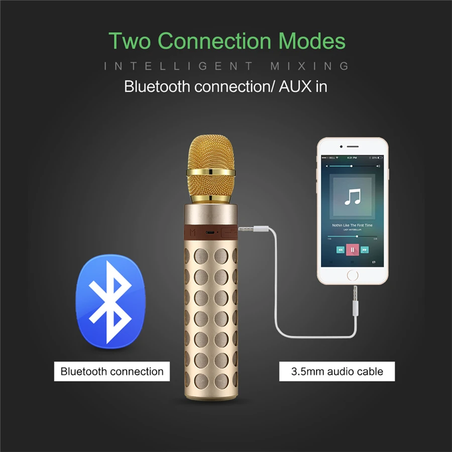 Беспроводной bluetooth динамик Haptime микрофон для караоке профессиональный