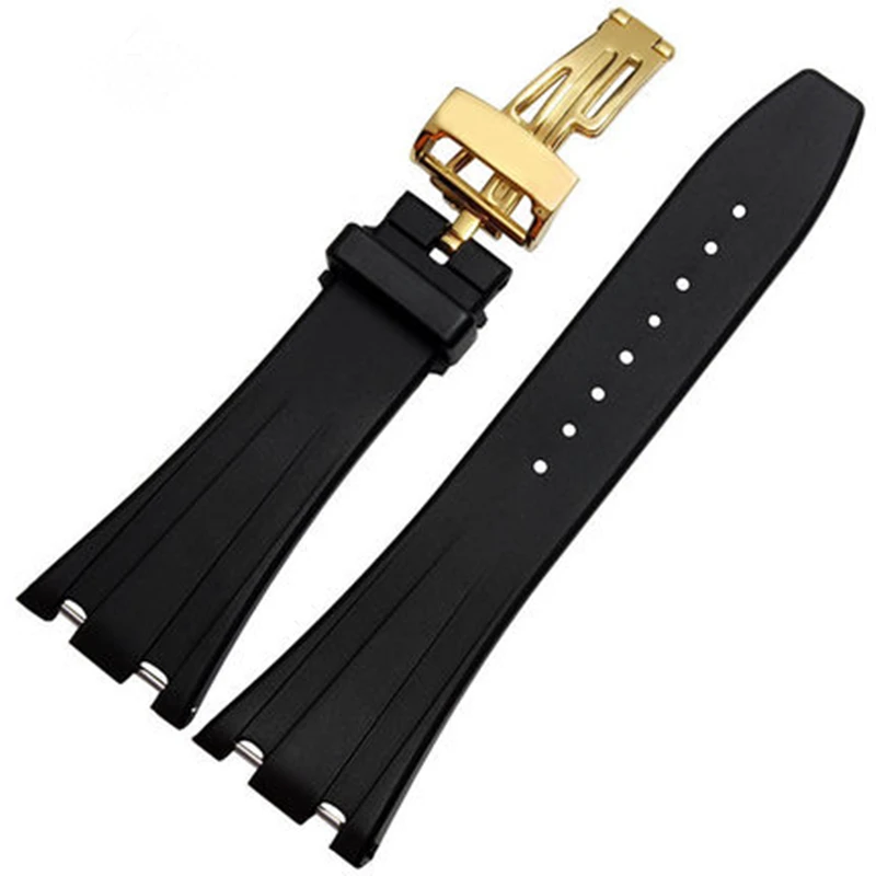 MERJUST 26mm 28mm Black Silicone Rubber watch strap bracelet wristband for AP ROYAL OAK Watchband Belt 40mm 42mm Case