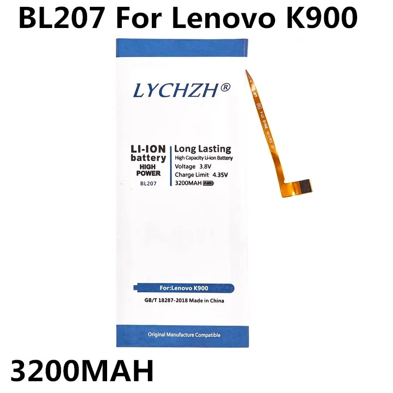 Оригинал Высокая емкость 3200 мАч BL207 Батарея для lenovo K900 Батарея|Аккумуляторы