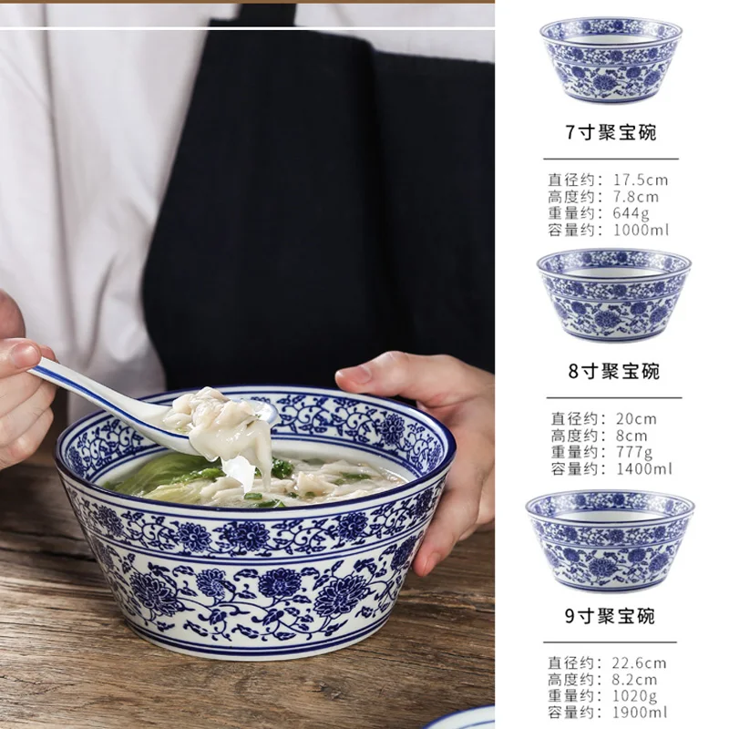 Ретро сине белый фарфор для ресторанов столовая посуда отеля домашняя