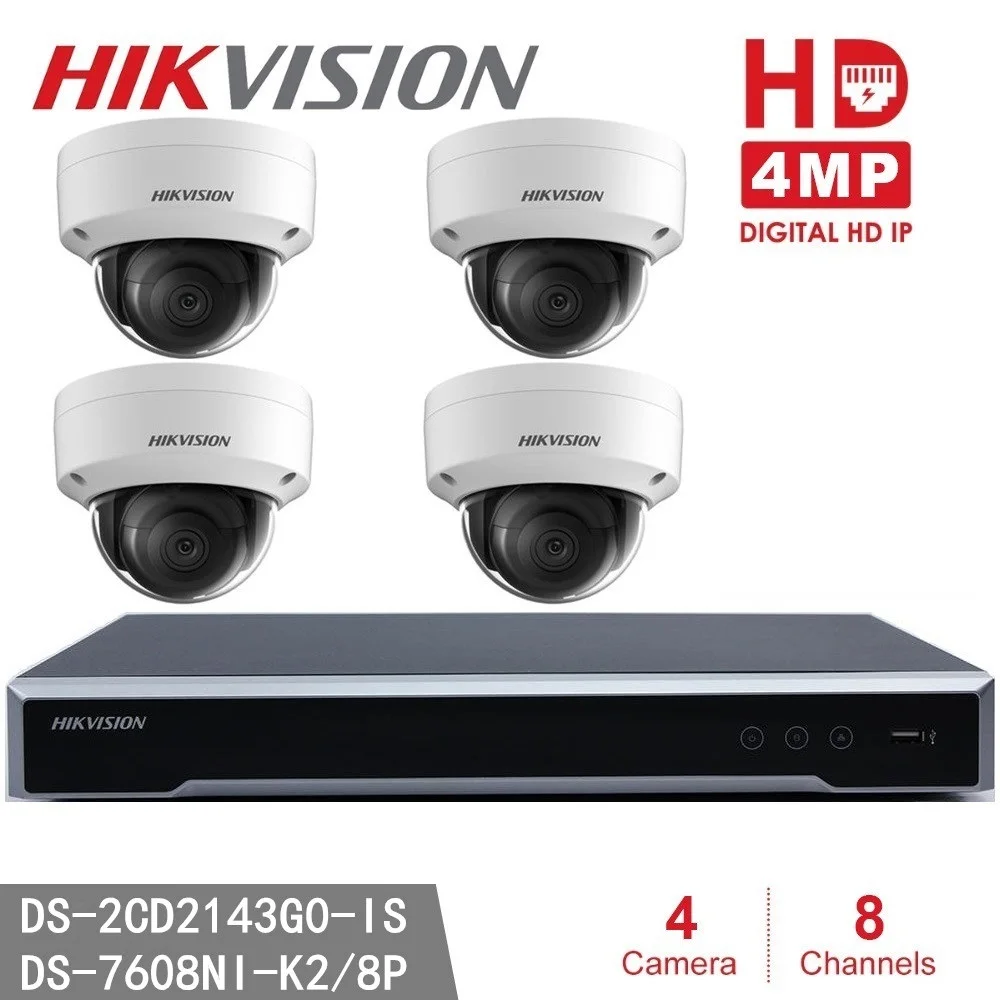 Hikvision 4 МП купольная камера DS 2CD2143G0 IS сетевая CCTV + NVR 7608NI K2/8 P 8MP разрешение