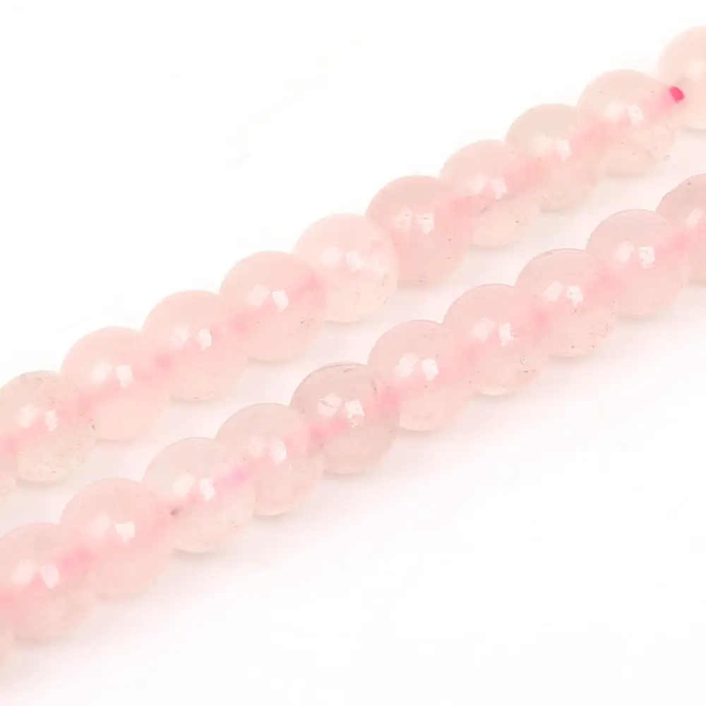 Круглые бусины из розового кварца с отверстием круглые натурального камня для