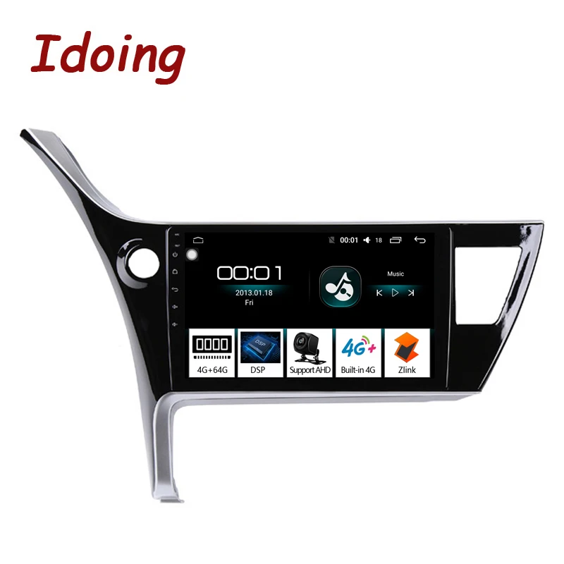 Idoing 10," 4G+ 64G 2.5D ips Восьмиядерный 1Din автомобильный Радио Android 8,1 мультимедийный плеер для Toyota Corolla gps навигация