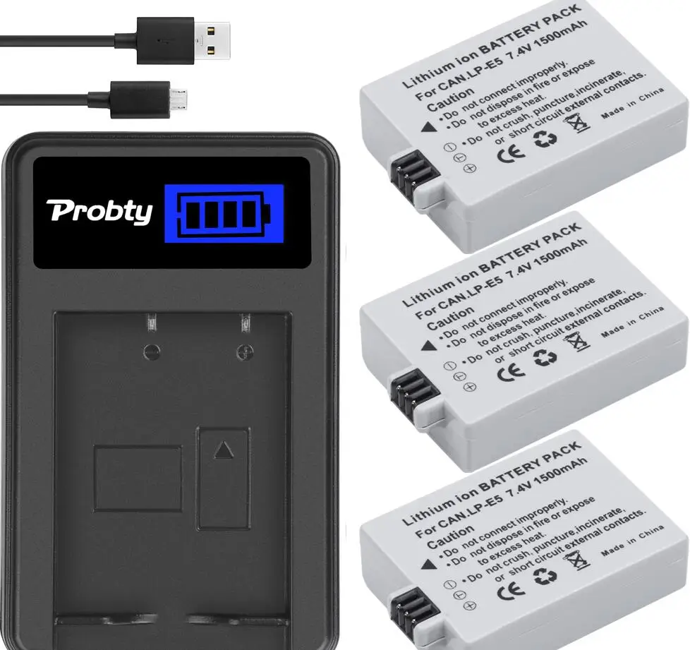 3battery and charger LP-E5 аккумулятор 1500 мАч+ зарядное устройство для CANON EOS 450D 500D 1000D EOS Rebel XSi EOS Rebel XS Kiss X3, Kiss X2, Kiss F Rebel XS - Цвет: 3battery and charger