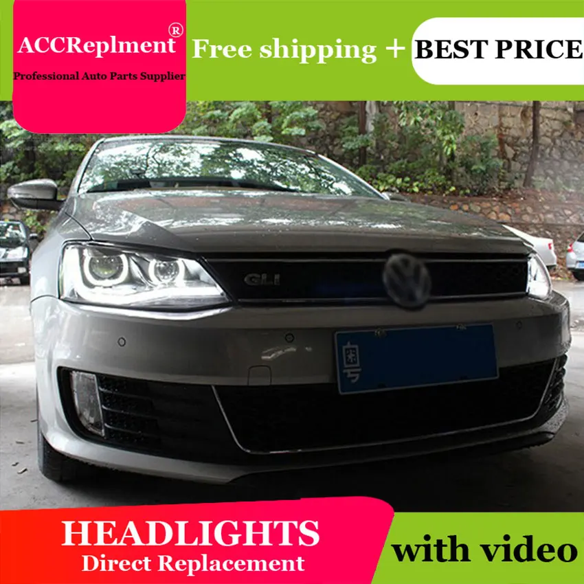 Авто PRO 2011-2014 для vw jetta головной светильник с двойной Ангельские глазки