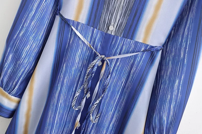 Женское платье рубашка в полоску однобортное стиле ретро с отложным воротником и