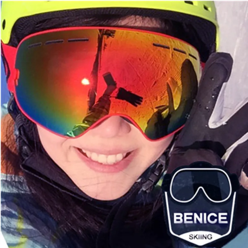Брендовые лыжные очки Benice двойные линзы противотуманные сферические
