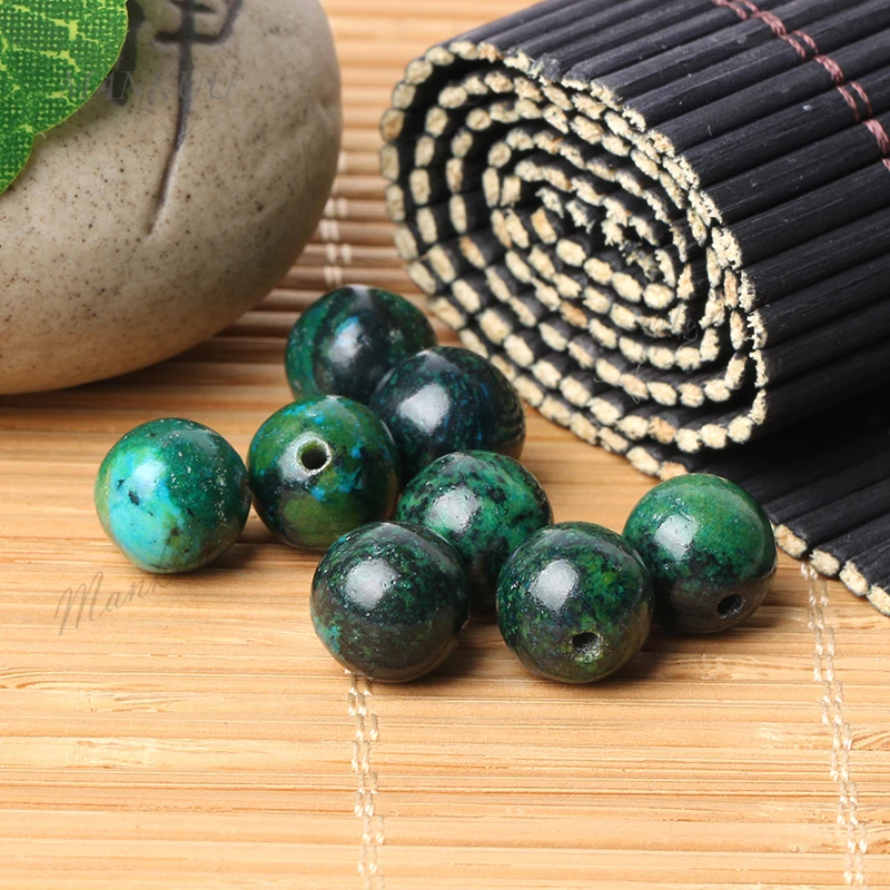 Круглые бусины Mankuu Chrysocolla россыпью 10 мм из натурального камня для изготовления