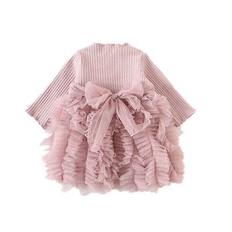 Весеннее платье для девочек с длинным рукавом 2019 пушистая детская одежда