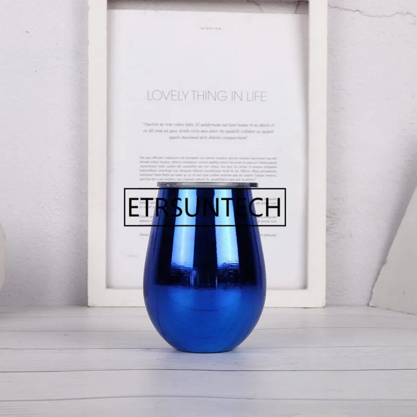 Verkauf 50 Stücke 12 Unze Ei Tassen Wein Tumbler Edelstahl Doppel Wand Wein Gläser Bier Tee Kaffee Tasse Vakuum Isolierte Becher Mit Deckel