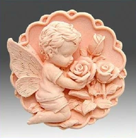 round soap silicone molds for soap making handmade angel craft 3d flower chocolate cake mold