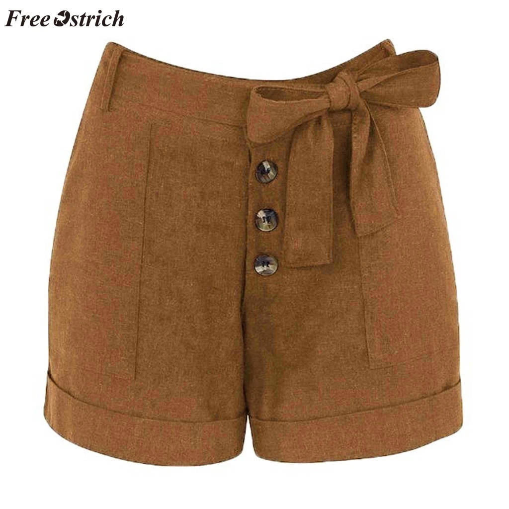 Женские повседневные однотонные шорты FREE OSTRICH эластичные на молнии с пуговицами