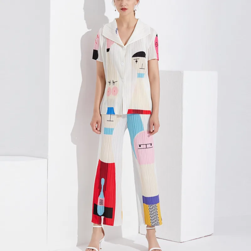 Женский комплект со штанами LANMREM рубашка с отложным воротником и прямые