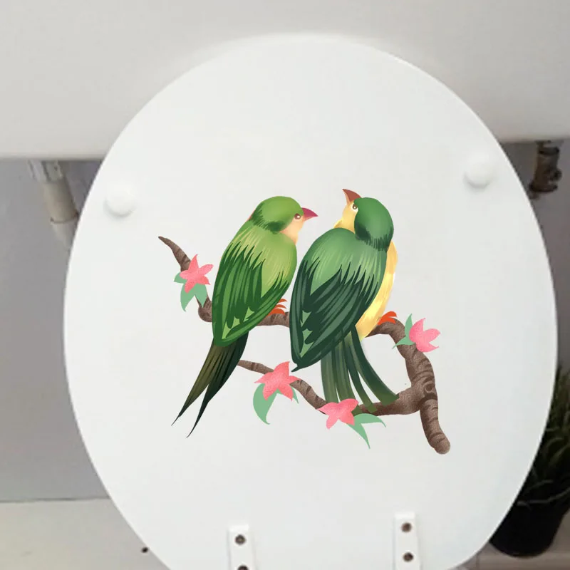 YOJA 23.2X21.1CM Lover Birds In Trees Toilet Home Decor Wall Sticker Decal Funny Animal T3-1168 | Дом и сад