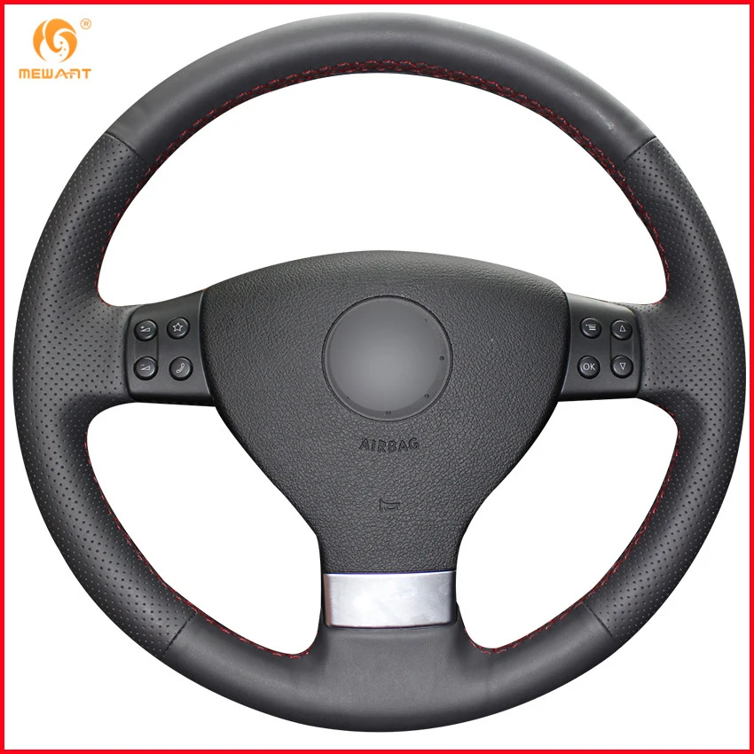 Черные кожаные чехлы на руль MEWANT для Volkswagen Golf 5 Mk5 VW Passat B6 Jetta Tiguan 2007 2011 аксессуары|car