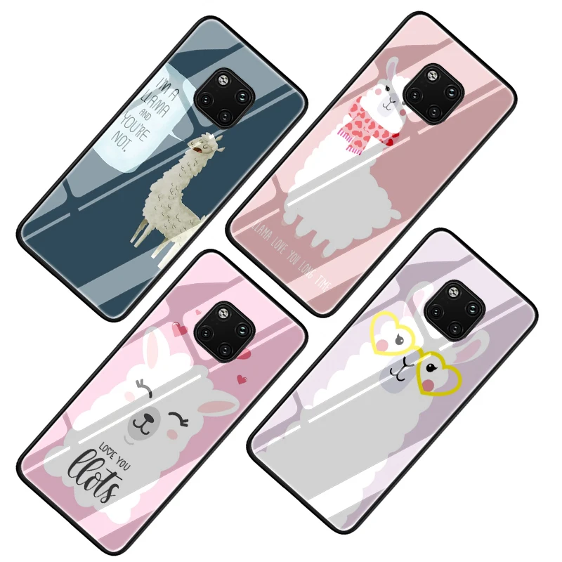 Чехол из закаленного стекла для телефона Lama Llama Alpacas с животными Huawei P10 P20 P30 Mate 20 Honor