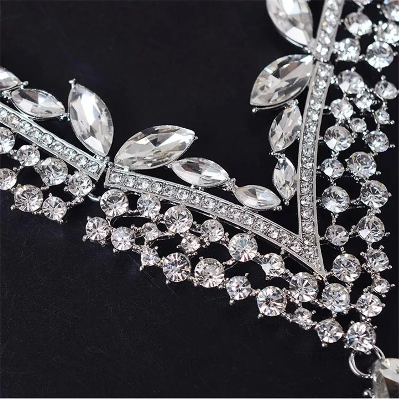 CC Ювелирные наборы серьги Crystal ожерелье Капля воды Обручальное Свадебные